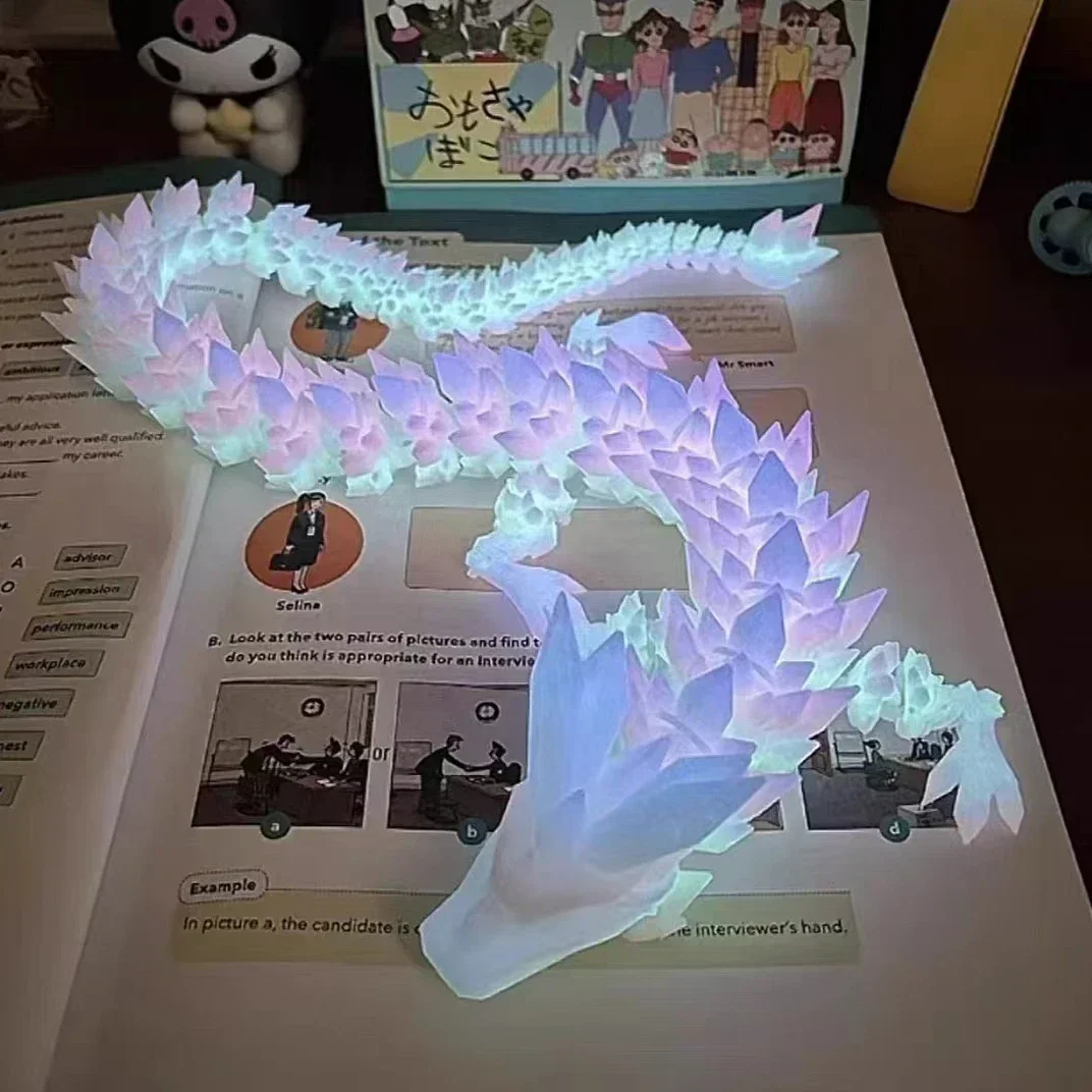 Luminous Toy 3D Printed Dragon Glow in the Dark Flying Dragon Rotatable Articulated Wing Dragons Home Office Ornaments Kids Gift