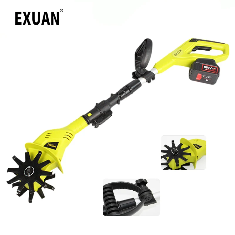 Hand-held Lithium Electric Micro-cultivator Rotarier Agricultural Tiller Small Household Electric Hoe Rotary Tiller