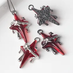 10Pcs/pack Simple Alloy Zircon Resin Inlaid Cross Pendant DIY Bracelets Necklaces Jewelry Accessories