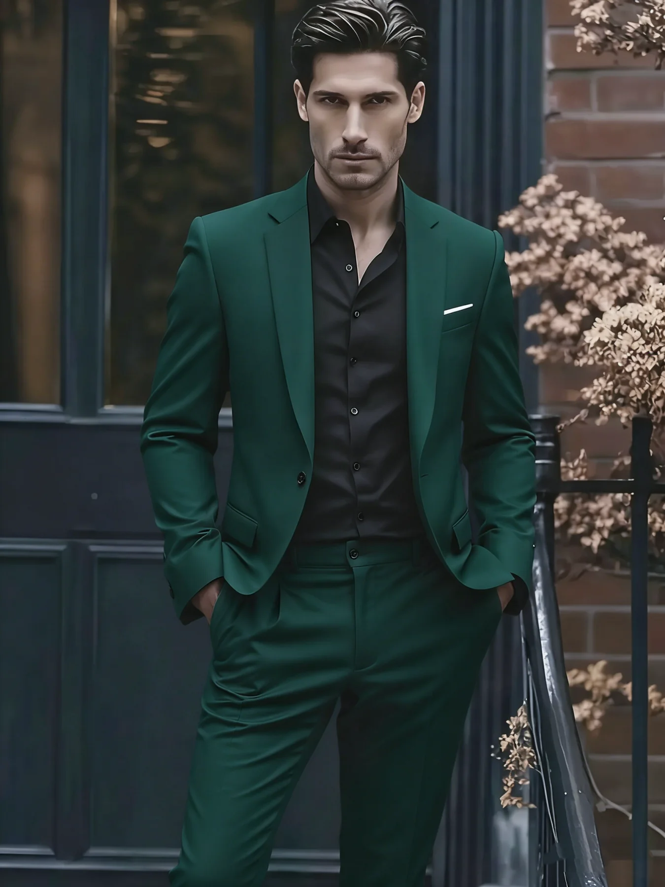 

2pcs Men's Trendy Suit Set, Jacket And Trousers, All-Match Formal Outfit for Wedding, Party And Celebration
