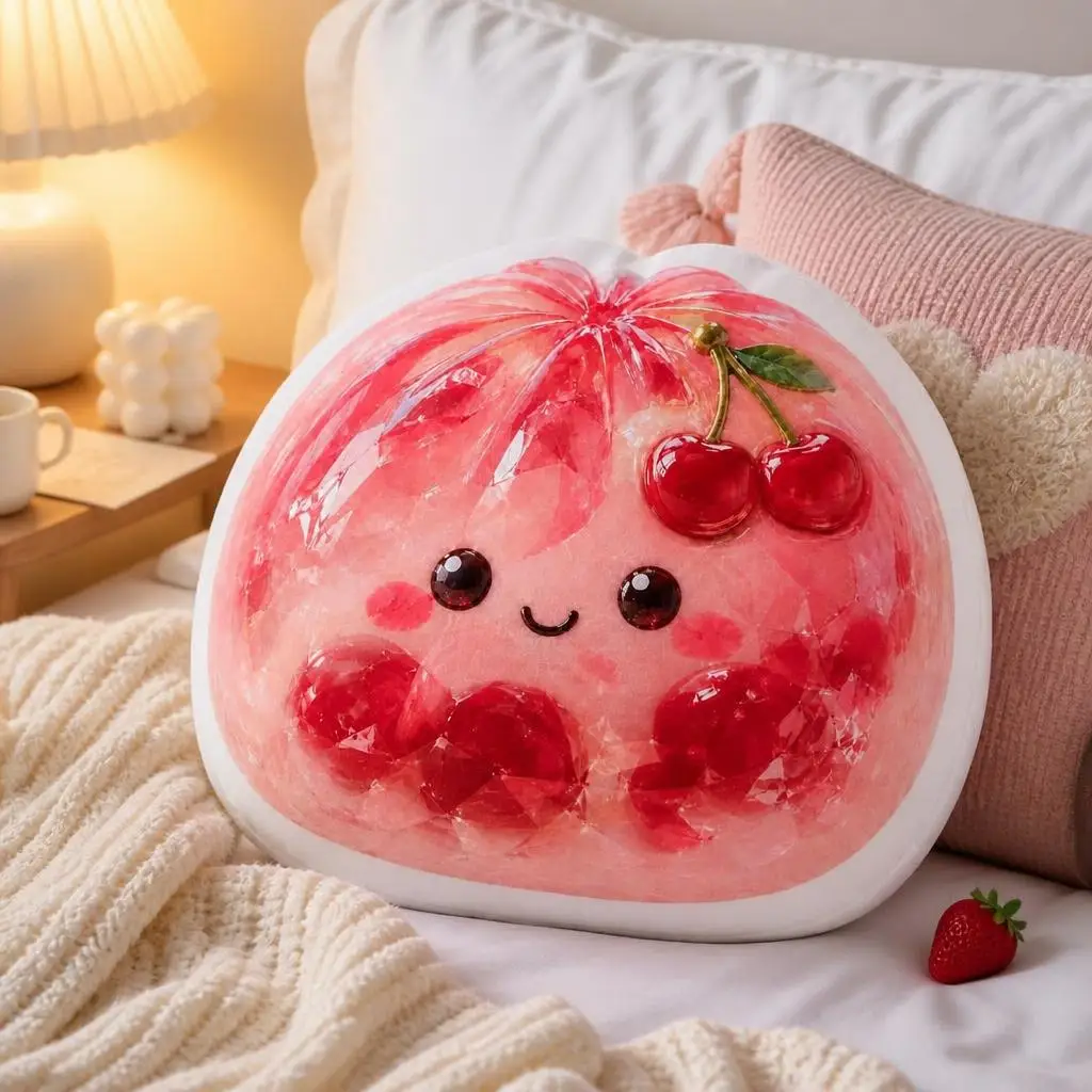 Cherry Crystal Dumpling Plush Pillow Cushion Funny Stuffed Throw Pillow Home Decor Gift Sofa Bed