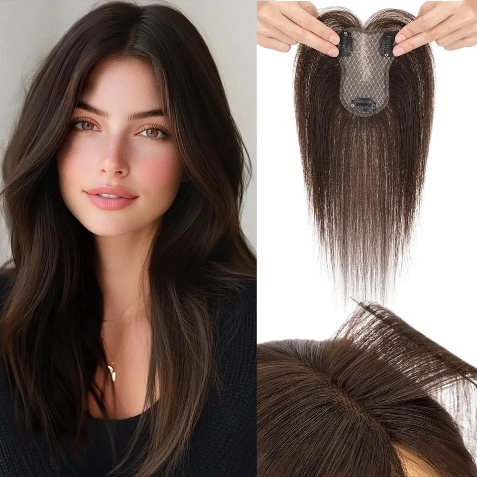 SEGO Hair Toppers for Women Side Bangs Real Human Hair with Thinning Hair Lightweight Ladies Wiglets Topper Hairpieces