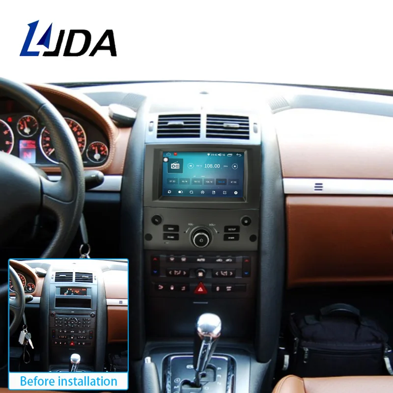 LJDA Android 13 Car Multimedia Player For Peugeot 407 2004 - 2010 GPS Navigation Stereo 1 Din Car Radio 8GB Audio DSP Carplay