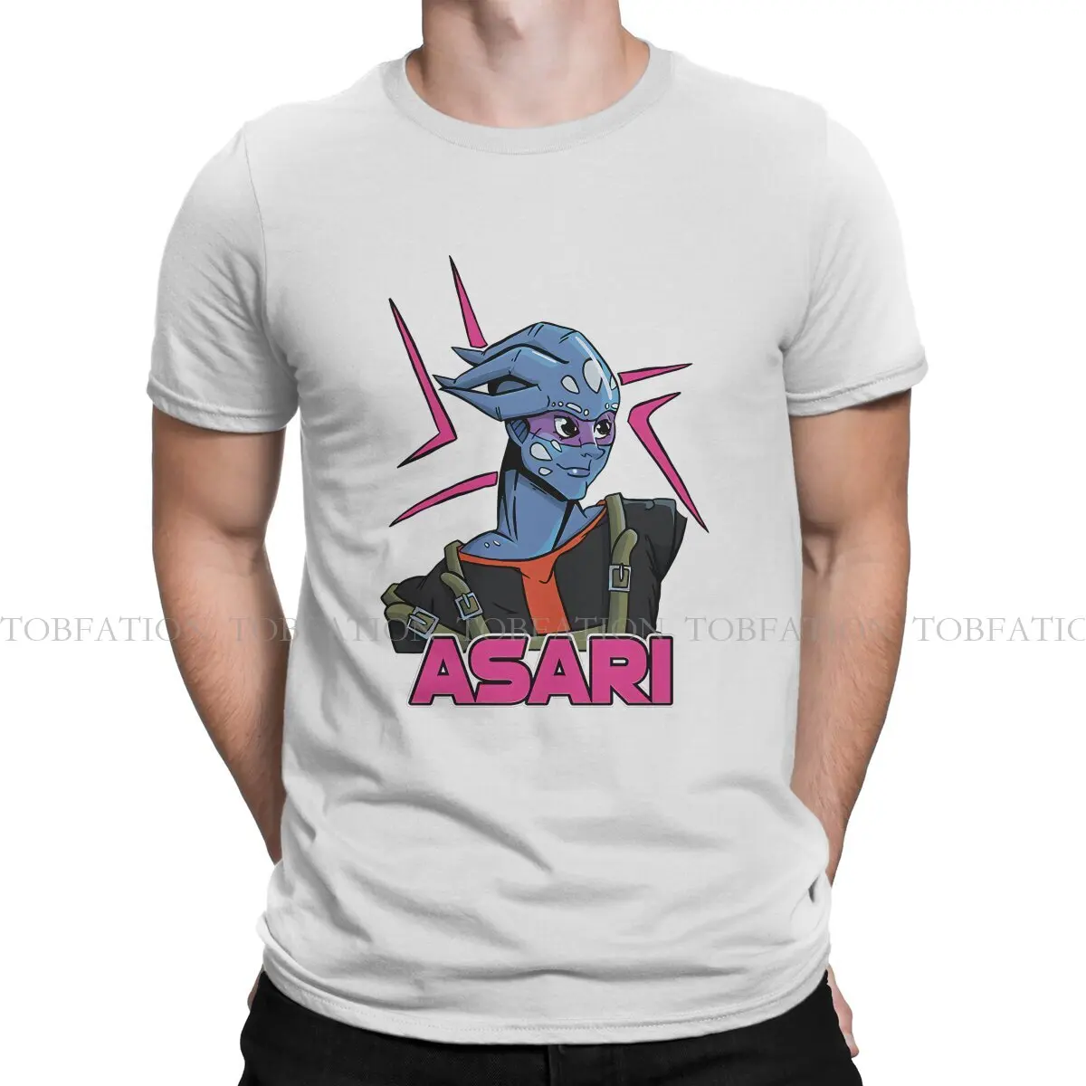 Asari Bust Fashion TShirts Mass Effect Game Men Graphic Pure Cotton Streetwear T Shirt O Neck Oversized