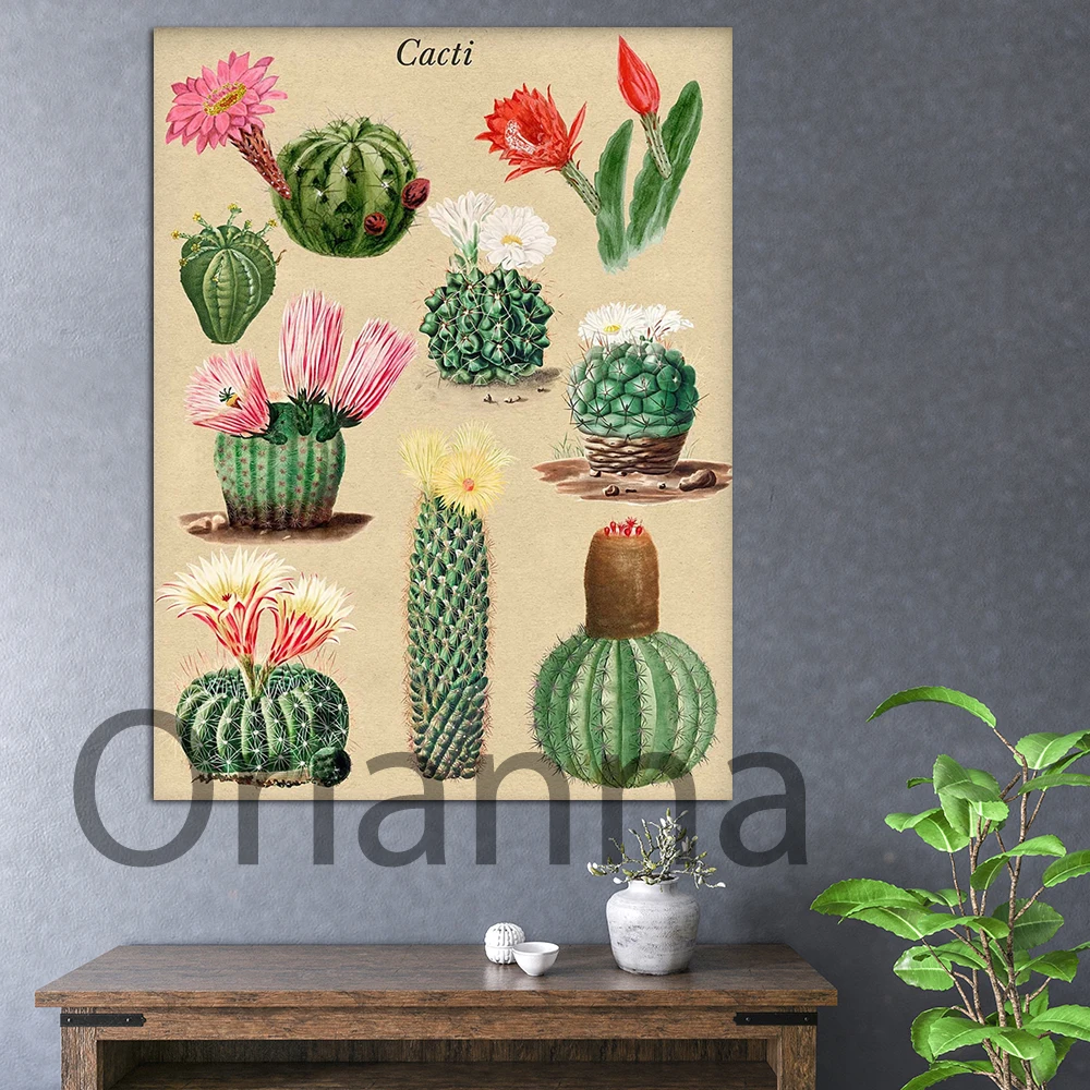 

Wall Art Modular Pictures Home Decor Cactus Botanical Succulents Canvas Painting Hd Prints Living Room Nordic Vintage Poster