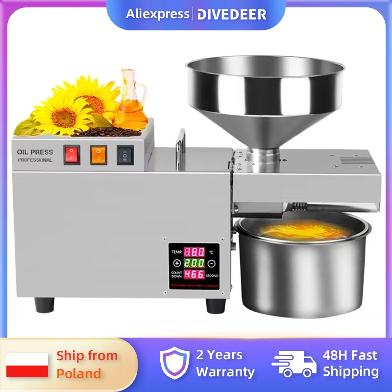 Presse à huile automatique intelligente DIVEDEER S9S pour usage domestique, design en acier inoxydable pour l'extraction d'huile chaude et froide