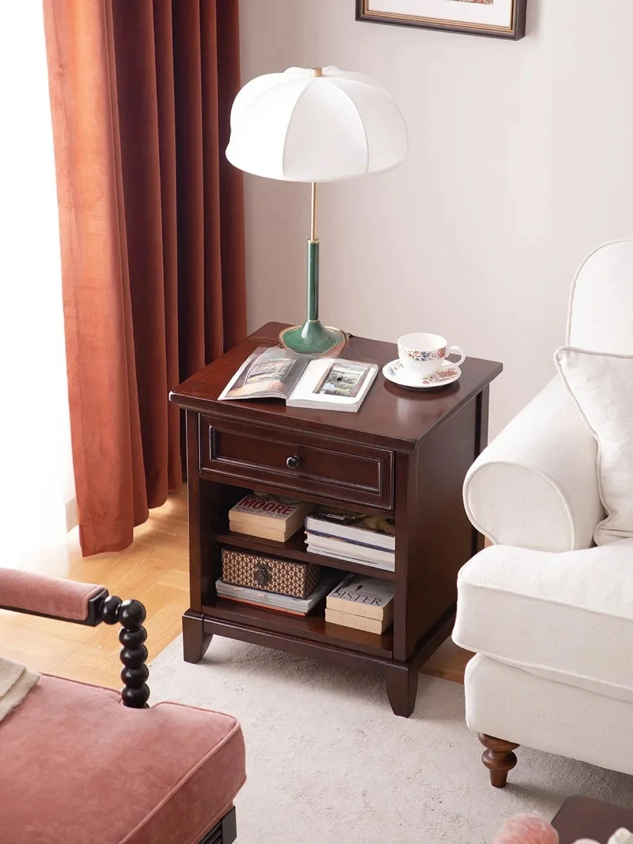 A15 American Country Sofa Side Table Solid Wood Retro Corner Table Balcony Square Table Household Square