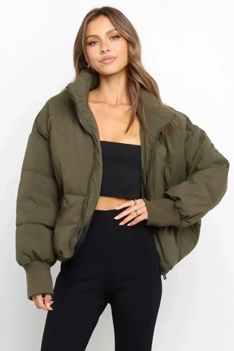 Parkas décontractés à col montant pour femmes, manteau de combinaison à pain polyvalent, automne, nouveau, 2023