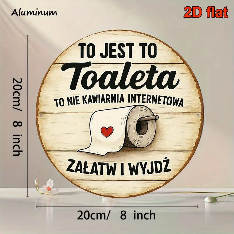 Round French Aluminum Sign Featuring a Vintage Decor Plaque about 'Toilet', Suitable for Decorametalg Bathrooms, Restaurants
