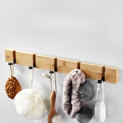 Folding clothes hooks wall-mounted entrance door wood coat hooks clothes hanging rack kitchen bathroom row hook key hanger