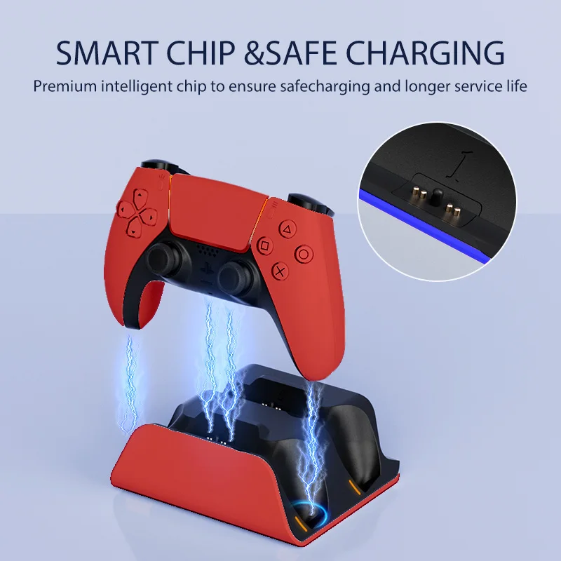 قاعدة شحن سريعة لوحدات تحكم PS5، محطة شاحن لوحة ألعاب لاسلكية مزدوجة، ملحقات حامل شحن PlayStation 5