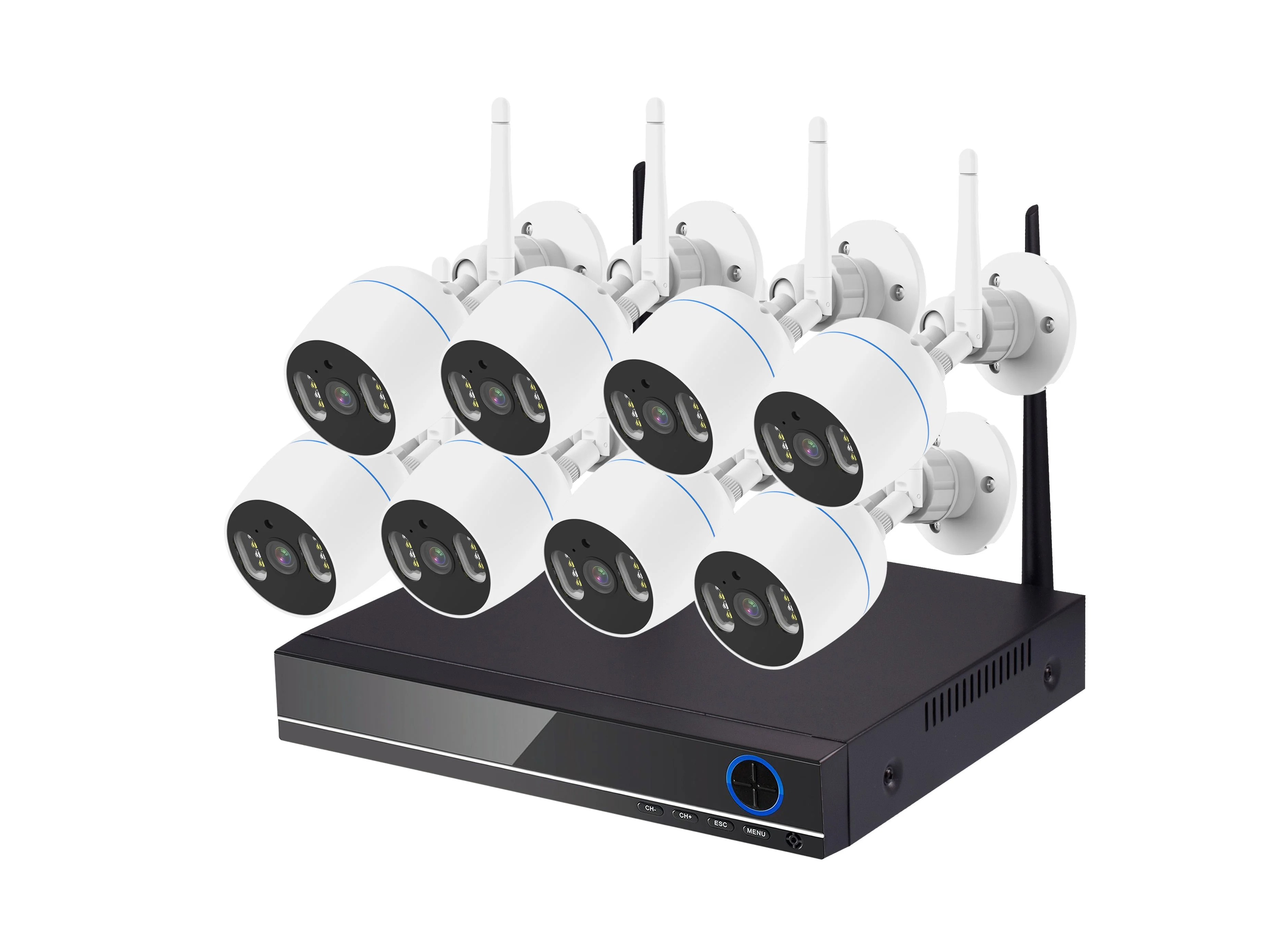 Night Vision Full color IP66 Waterproof 4 Channel 3MP Cctv Camera Security System Network 8CH h.265 Wireless Wifi NVR Kit