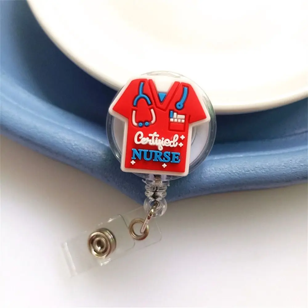 PVC Retractable Badge Holder Reel Hospital Nurse Doctor Student Exhibition ID Card Girl Office Name Card Chest Card Holder