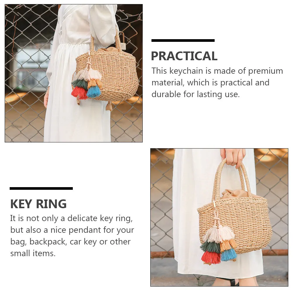 Woolen Thread Tassel Keychain Bohemia Style Bag Pendant Practical Durable Premium Material Key Ring New Year Hanging