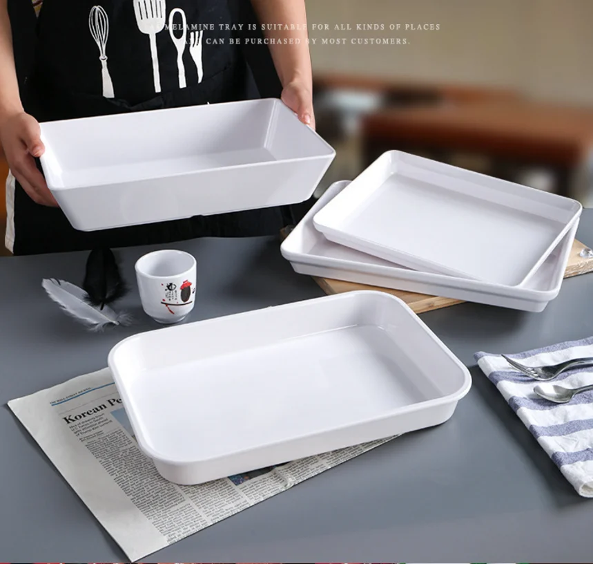 Melamine Tableware Thickened Rectangular Crayfish Plate Cold Vegetable Marinated Delicatessen Kebab Plate