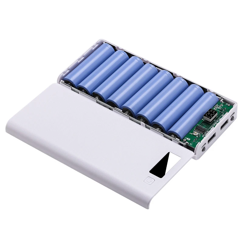 【C】1PC DIY Shell 8*18650 Battery Power Bank Dual USB For Phone Charging 18650 Battery Storage Box Case Without Battery