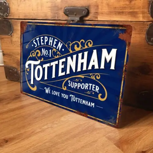 1e, placa de metal personalizada para sinal de futebol Tottenham vintage retrô - 200x305mm