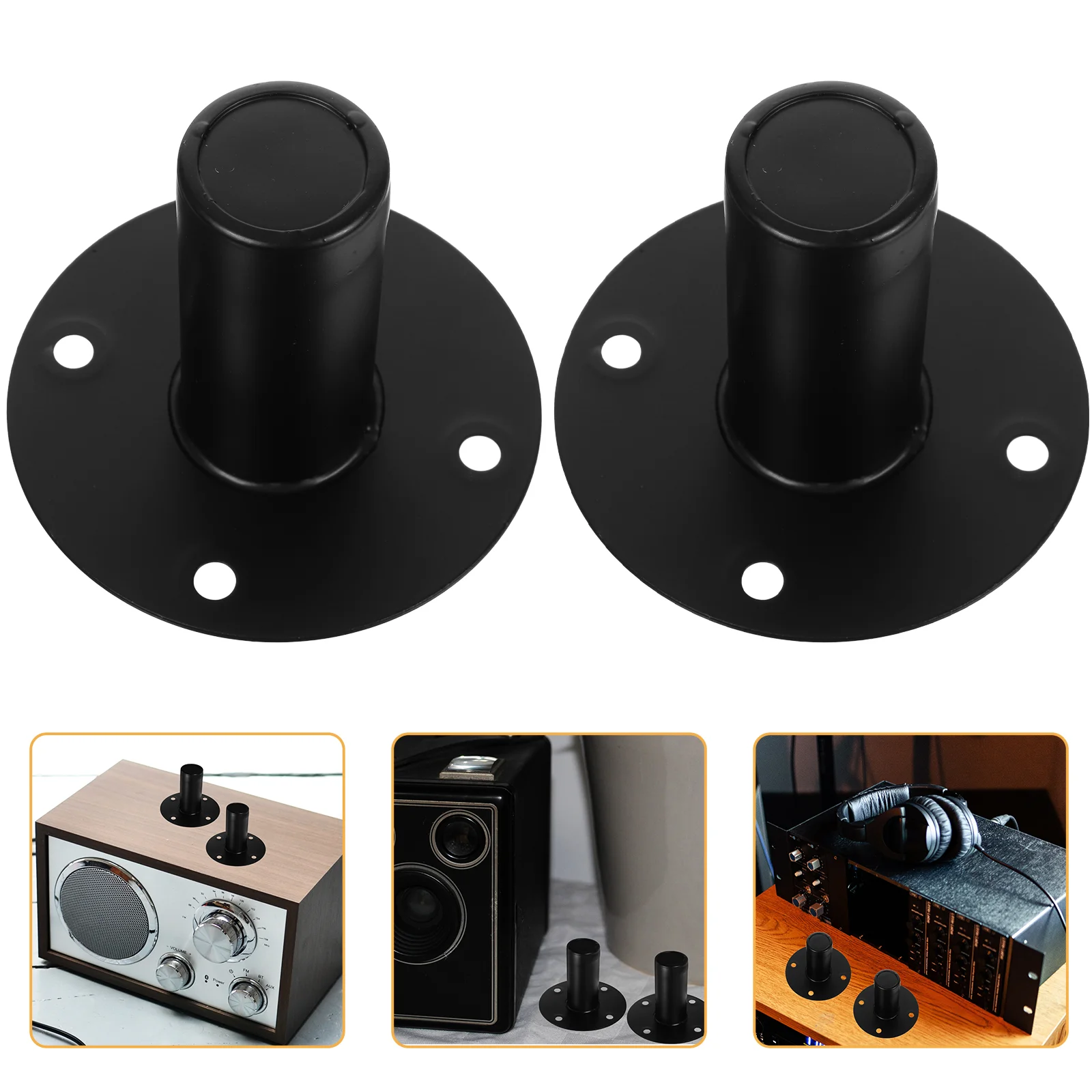 2 Pcs Speaker Base Stand Aluminum Alloy Holder Bracket Monitor Stands Computer Sound Bar Metal Tray Tripod