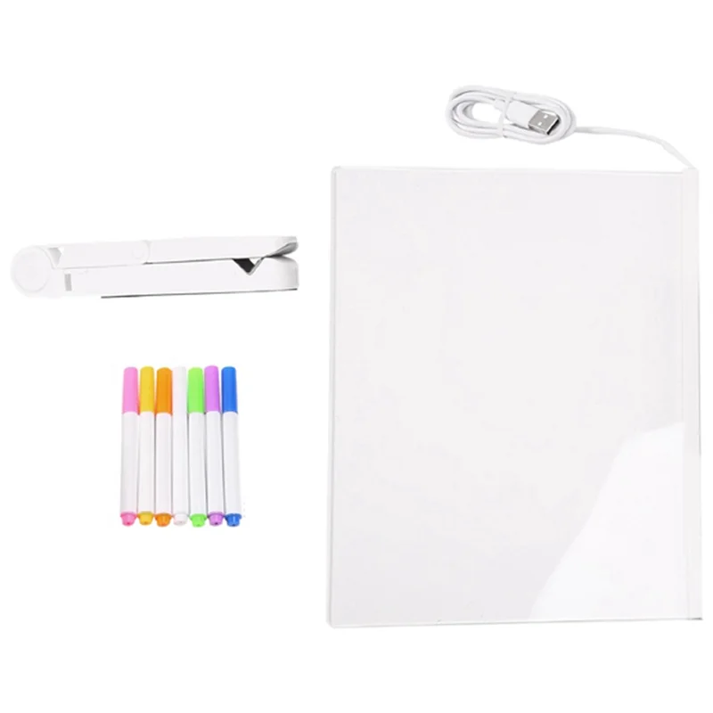 لوحة ملاحظات ABFM-LED، لوحة تحديد رسائل أكريليك متوهجة مع ضوء، لوحة بيضاء مضيئة (5.9 × 5.9 بوصة) سهلة الاستخدام #1