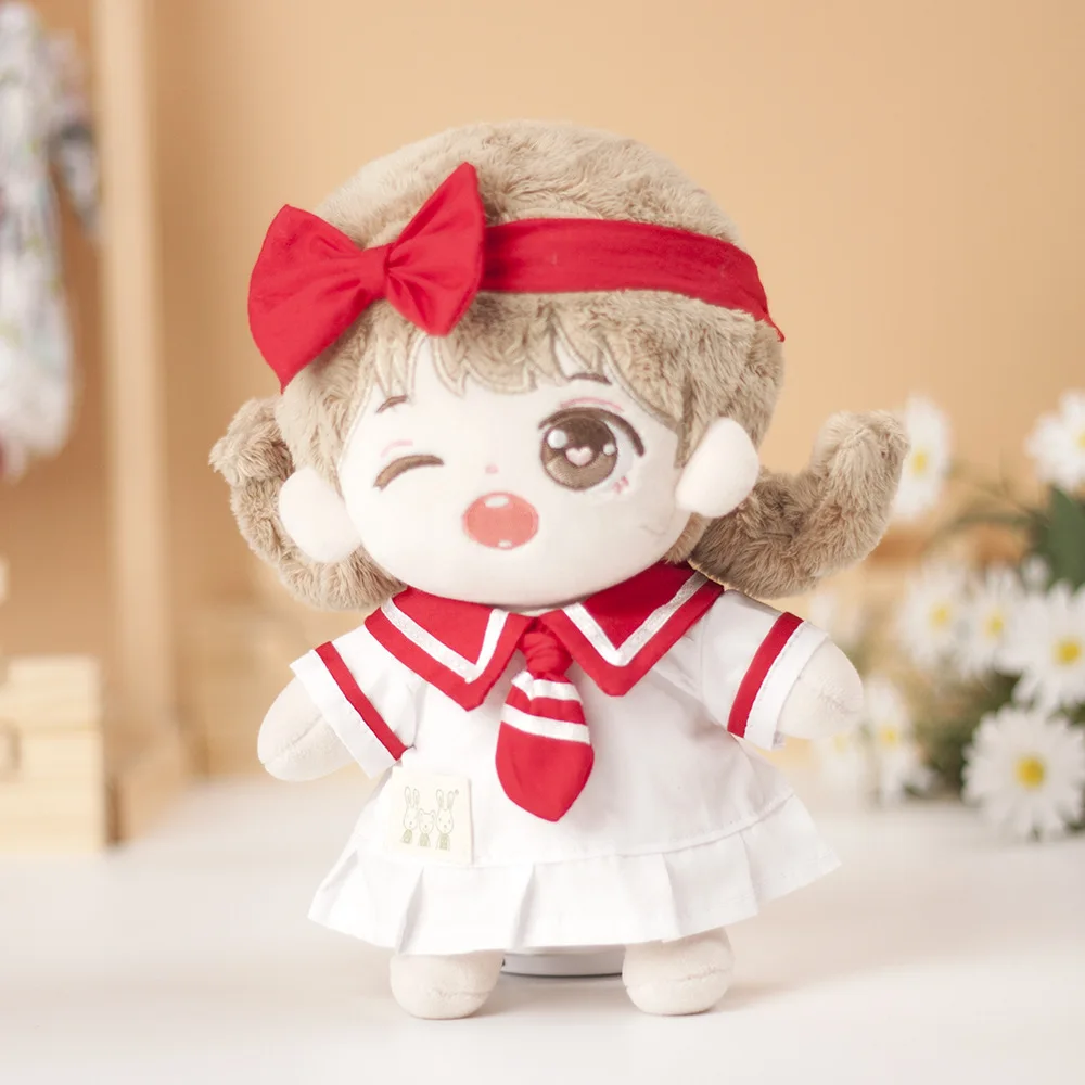 

20CM Doll Clothes Outfit Head Band+Bow Navy Dress Cool Stuff Plush Doll Accessories Generation EXO idol Dolls DIY Gift