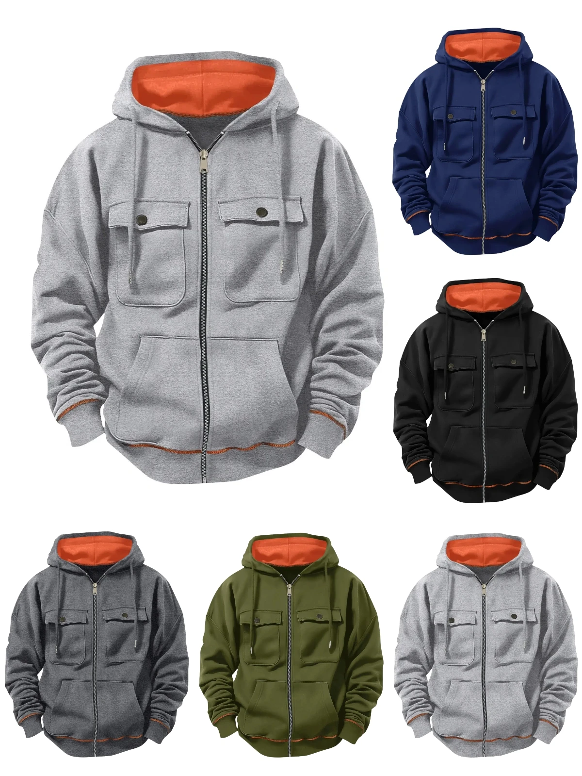 

Men's Autumn/Winter Zippered Blazer Casual Loose Hooded Sweatshirt Fashion Outdoor Street Hip-Hop Formal Jacket
