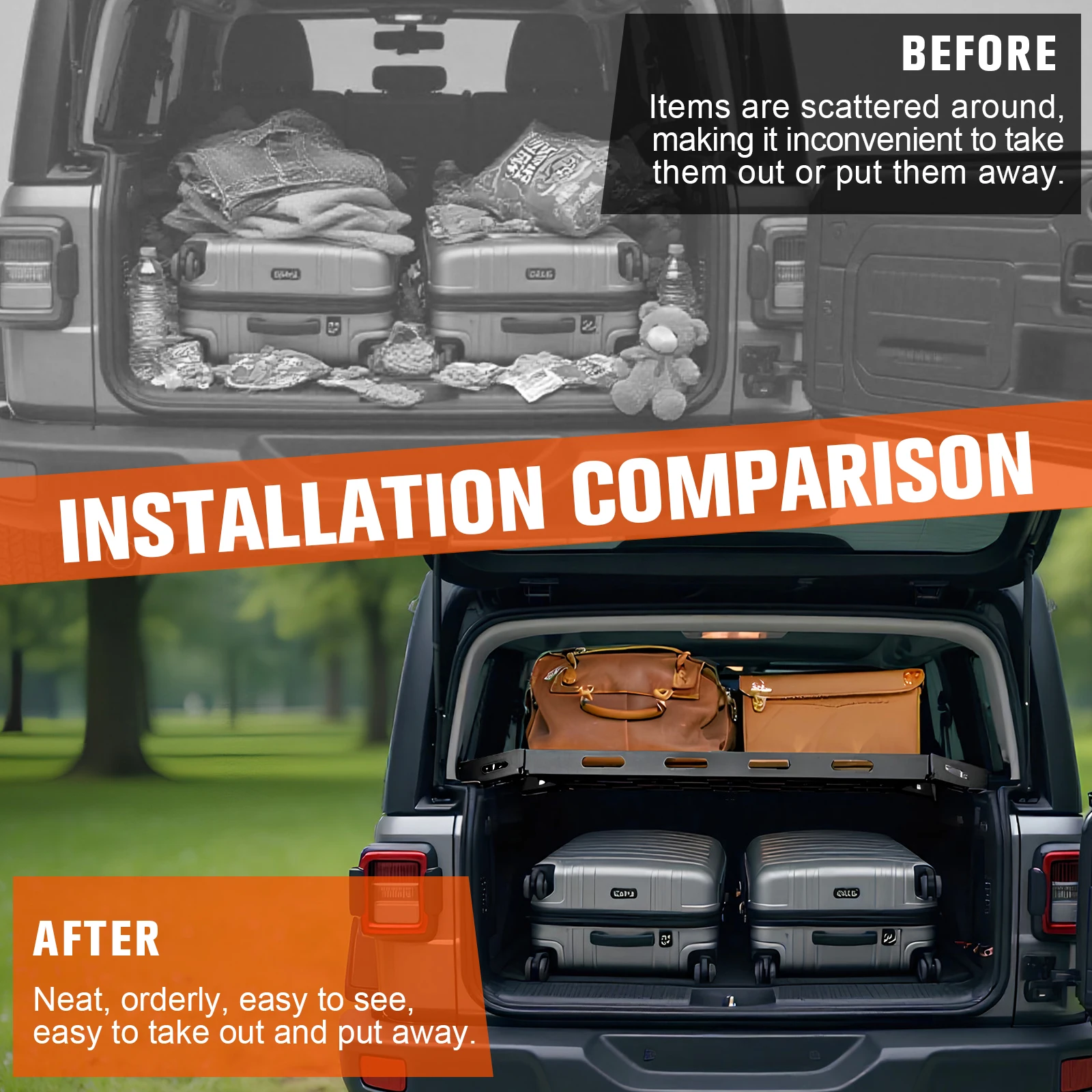 

Interior Storage Luggage Carrier Compatible for Wrangler JL 300 LBS Capacity Interior Trunk Storage Rack for Camping Trip Gear
