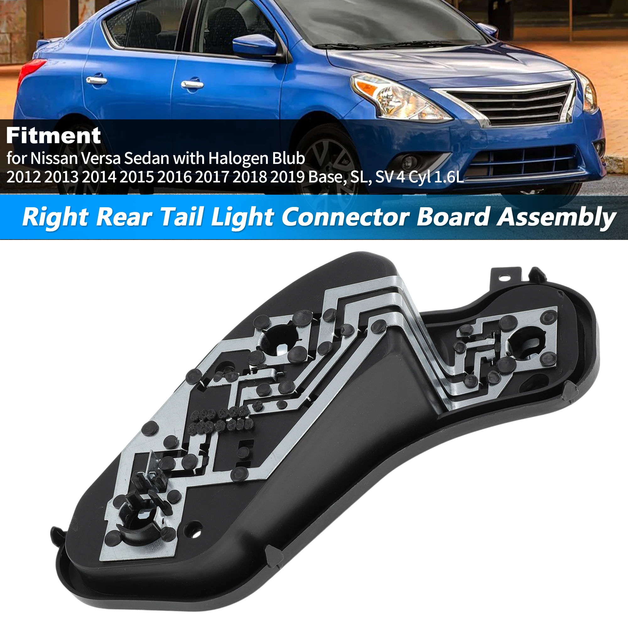 UXCELL Right Tail Light Socket Rear Taillight Connector Board Assembly for Nissan Versa Sedan
