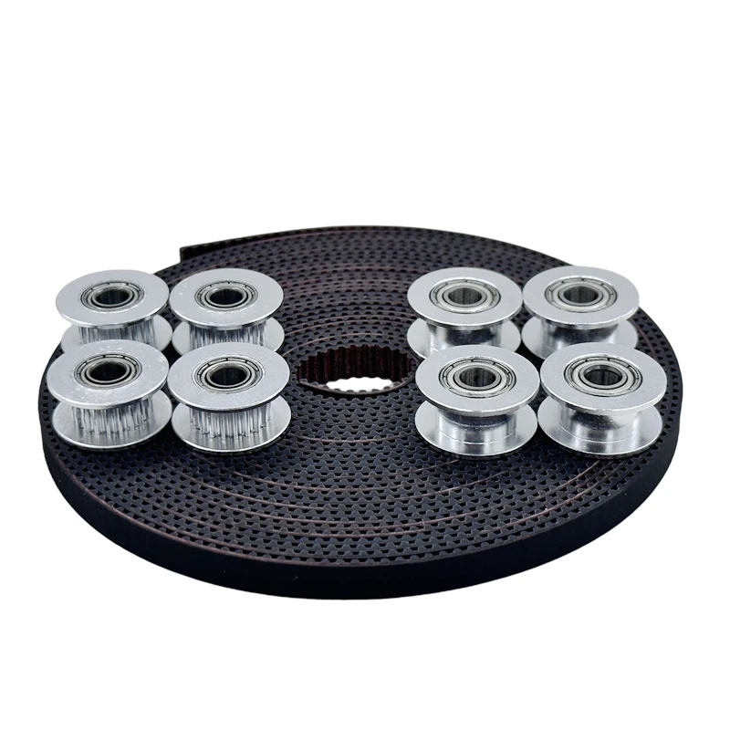 1Set Aluminium GT2 20T Idler With 5M High Quality 2GT Timing Belt 6mm Kit 20 Tooth Idler Pulley Bore 5mm For 2GT 3D Printer Part