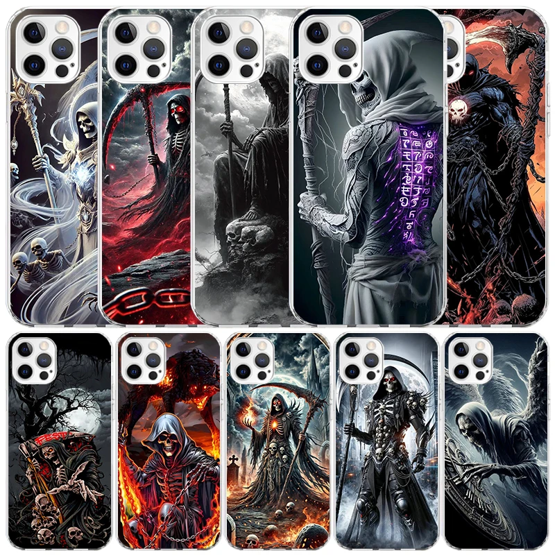 Phone Cases That Fit Iphone 16E - Death Grim Reaper Skull Scythe Soft