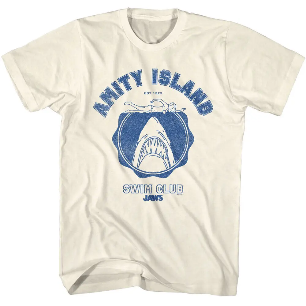 

Jaws 70's Thriller Movie Amity Island Est 1975 Swim Club Men's T Shirt