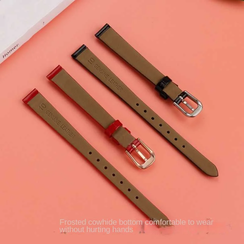 Shiny cowhide Watch Bracelet womens fashion watchband wristwatches mini band 6 8 10mm 12mm red white color small strap