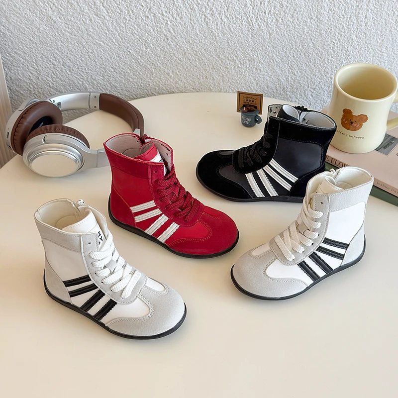 

Children's High-top Flat Short Boots, Suitable for Sports, New Winter Style Casual Zipper Boots Suitable for Both Men and Women