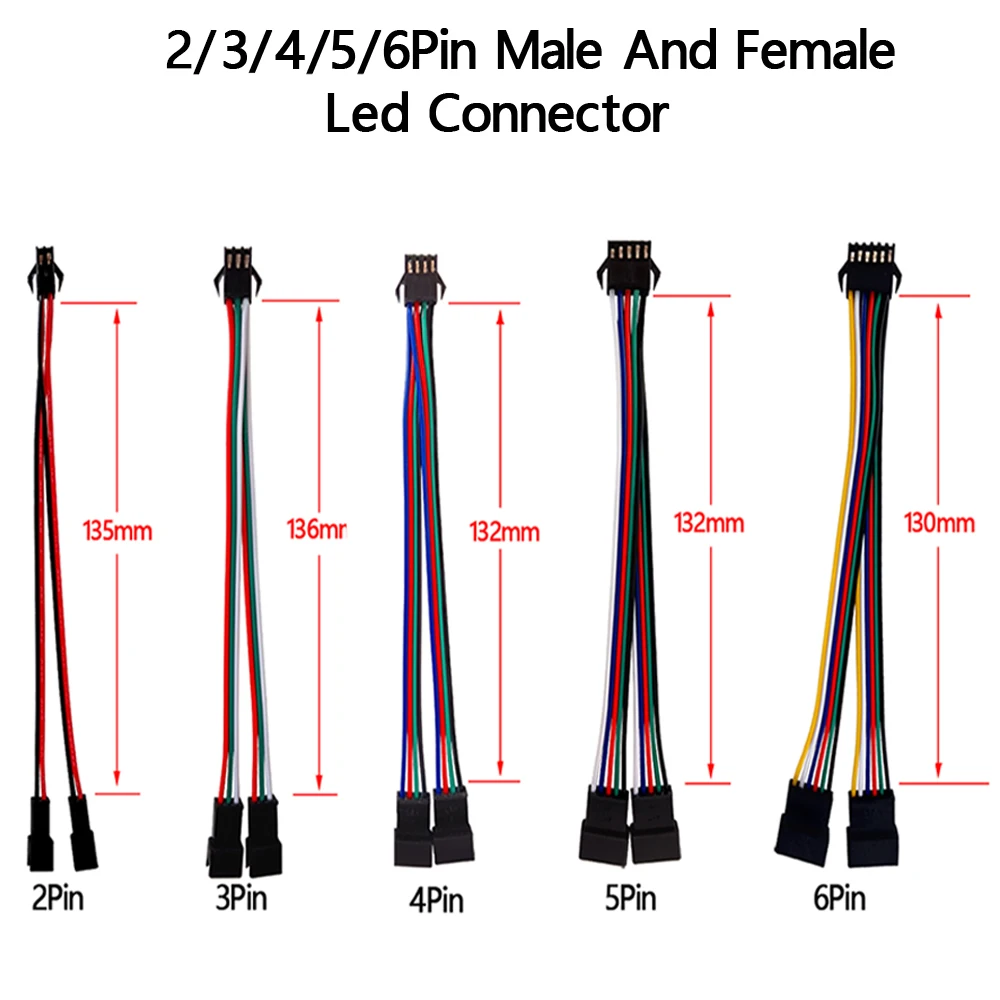 2-6pin 1-50pcs Female & Male Wire Connector LED Strips Lamp Driver Connectors Cable Quick Convenient Adapter For LED Light Strip