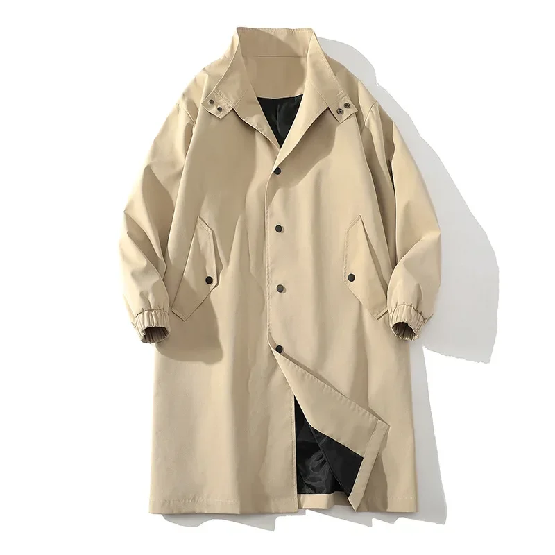 

Fall 2023 British Style Mid Length Trench Coat Men's Casual Loose Jacket Men's Coat Jacket