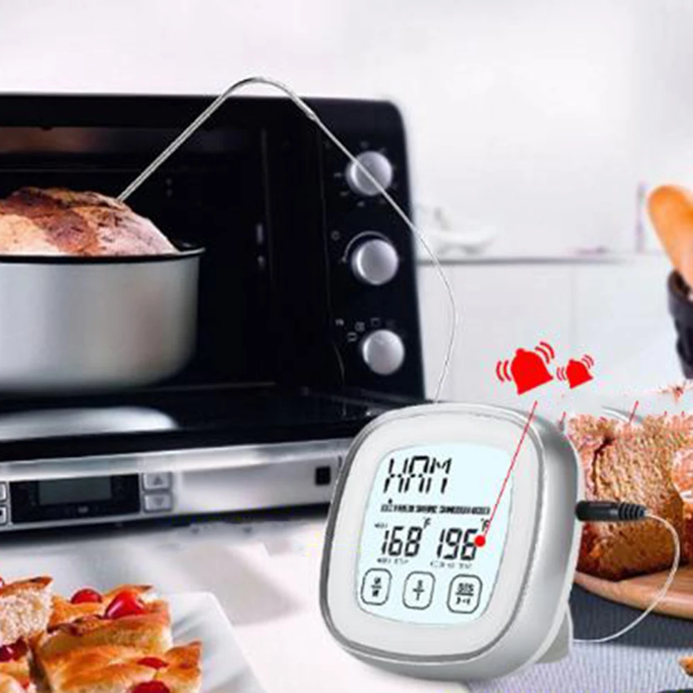 BBQ Party Family Gatherings 7.6*7.6*2.5cm Digital Thermometer Built-in Timer Function Stainless Steel Material