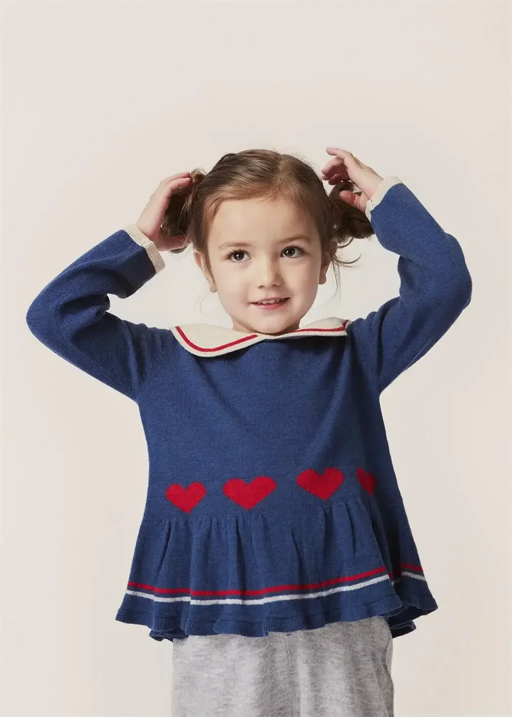 KS Toddler Girl Boys Sweater Pant Suit Kids Knit Sweater Navy Collar Sailboat Long Sleeve Kids Pullover Children Clothes Set