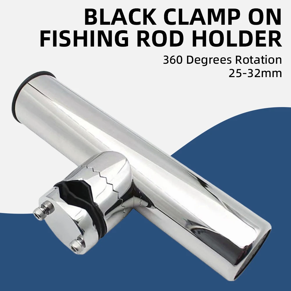 Andymarine 360 Degrees Rotation Clamp on Fishing Rod Holder Stainless Steel For Boat Marine Hardware Adjustable Boat Accessories