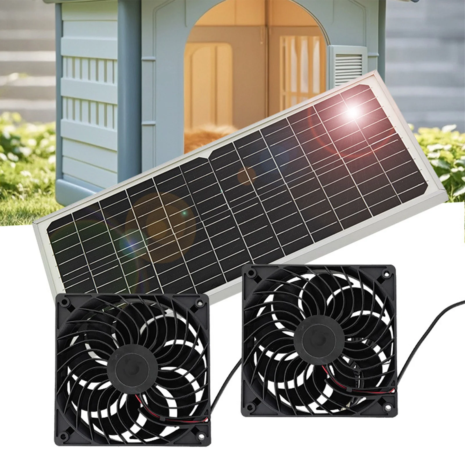 

Solar Ventilation Fan High Efficiency 2 High Speed Brushless Fan Solar Exhaust Fan Kit with 16W Solar Panel for Barn Shed