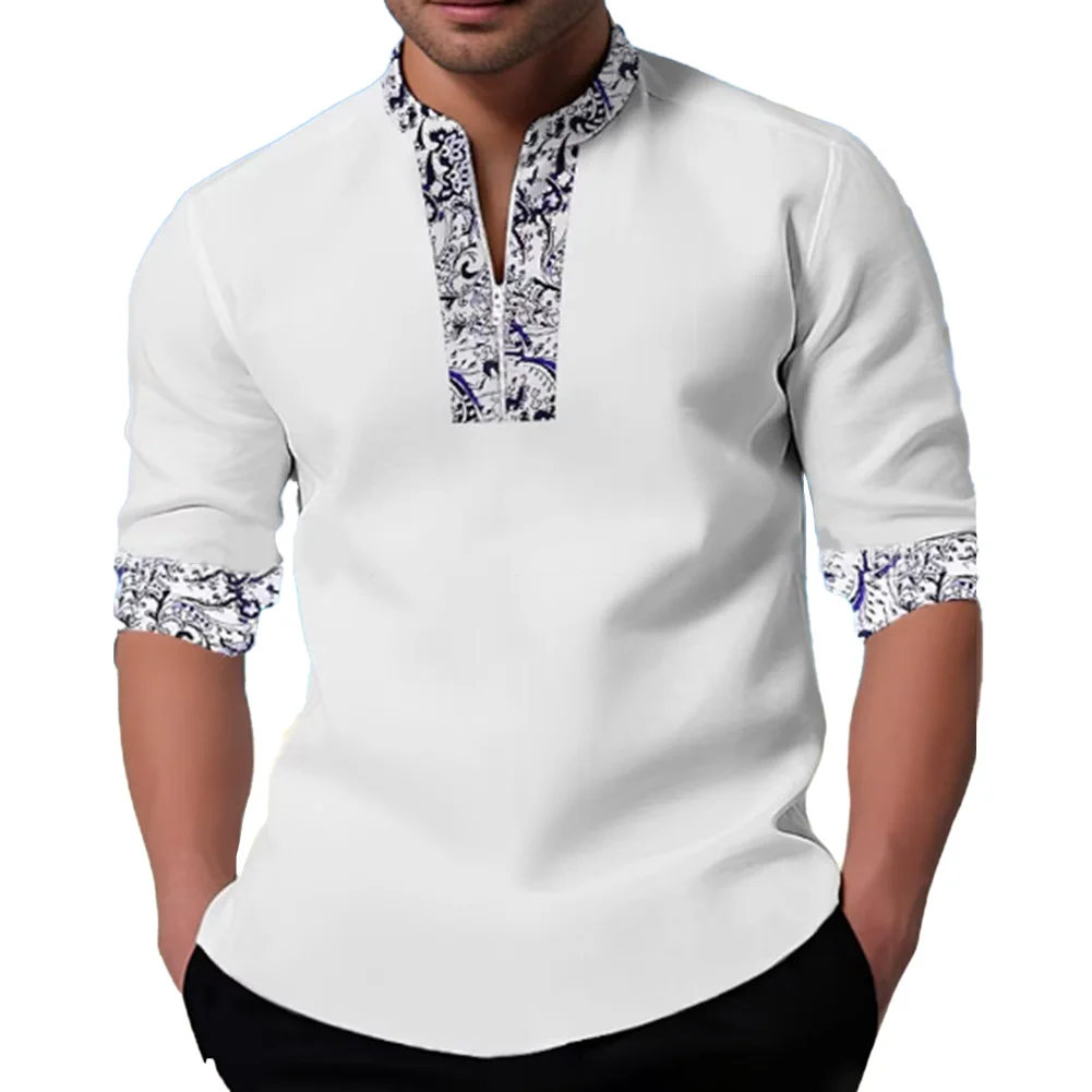 

Men Tops Shirt Placket Shirts Spring Stylish T Shirts Vacation Casual Comfy Holiday Long Sleeve Fashion Brand New