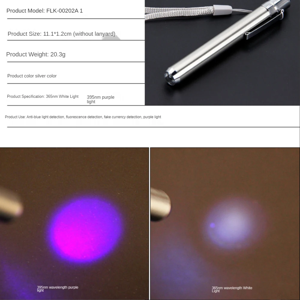 Energy-saving Portable Professional Medical Handy Pen Light  Mini Flashlight LED Torch with Stainless Steel Clip