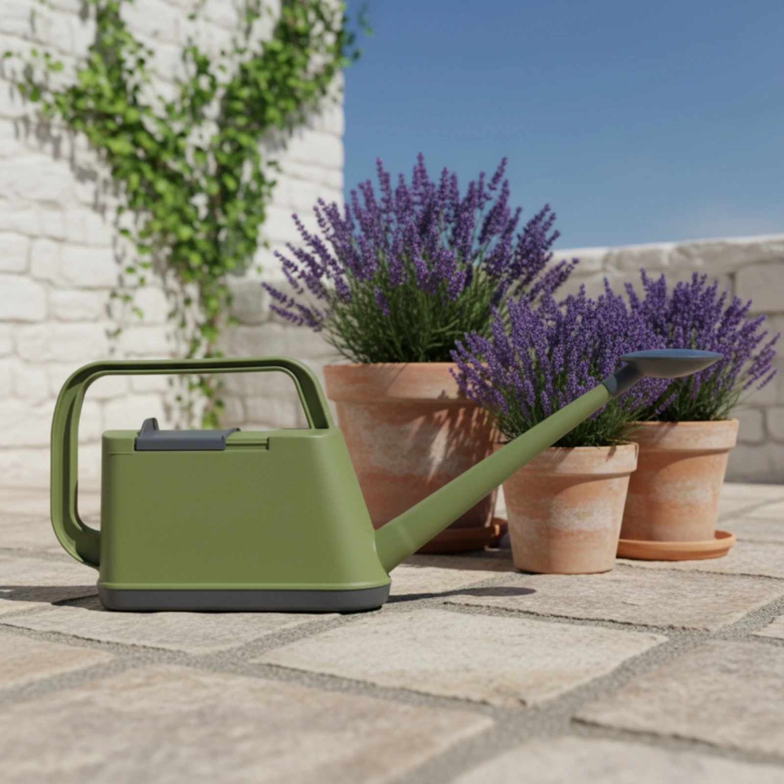 Plastic Watering Can Sloped Top Long Spout Watering Can Flat Base Simple Molded Design view 6