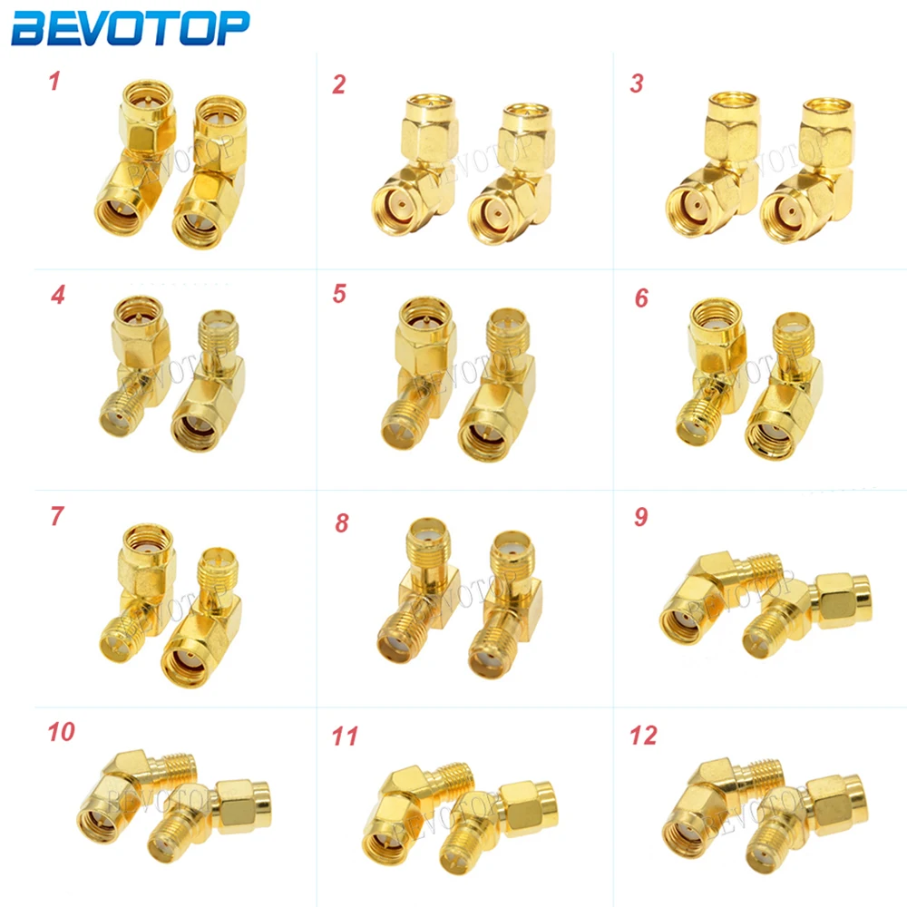 10Pcs/Lot SMA to SMA Male/Female 90/135 Degree RF Coaxial Adapter 50Ohm Converter for WIFI 4G Antenna