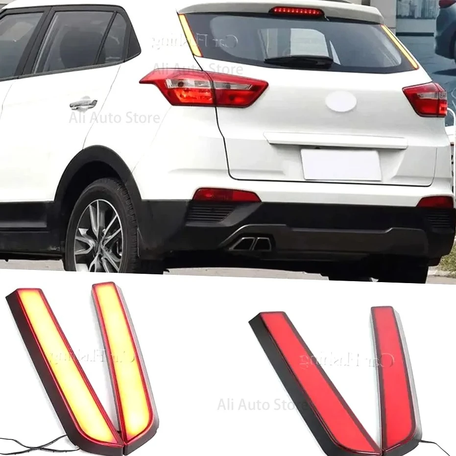 

2 шт. светодиодный отражатель для Hyundai IX25 Creta 2014-2019, COB, задний багажник, стоп-сигналы, фары дальнего света, задние противотуманные фары