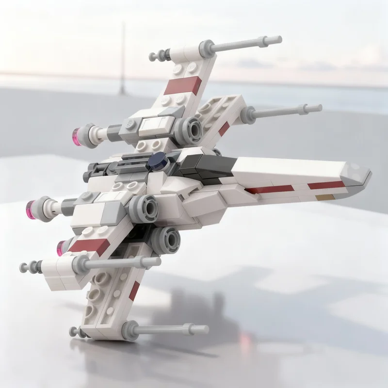 

205 деталей MOC: Большая модель звездолета X-Wing для сборки, конструктор, игрушка, подарок, креативный коллекционный предмет для демонстрации, премиум-класс для взрослых