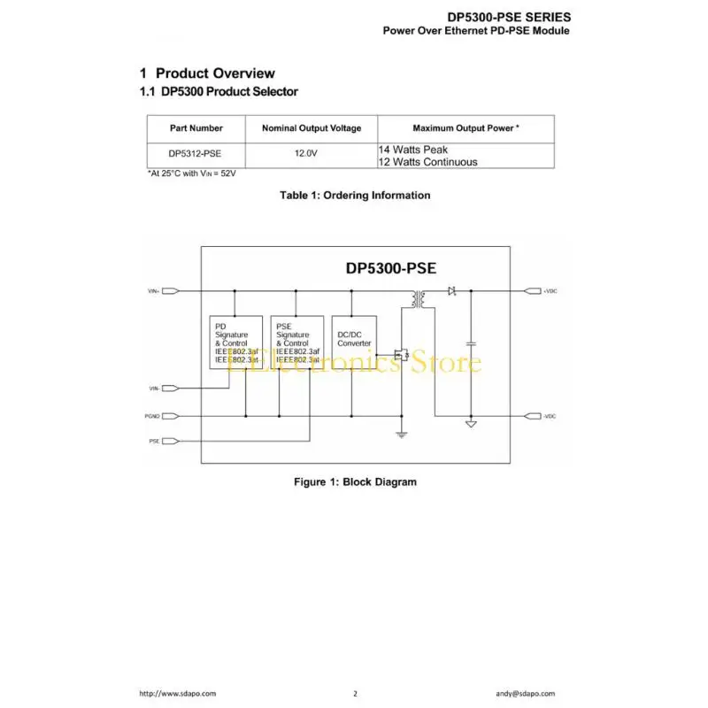 B03C DP5300-PSEPD Circuit-Board Isolation Module with Pin-Header Connection, Elongated 14 x 57 mm Form for Electronic Project