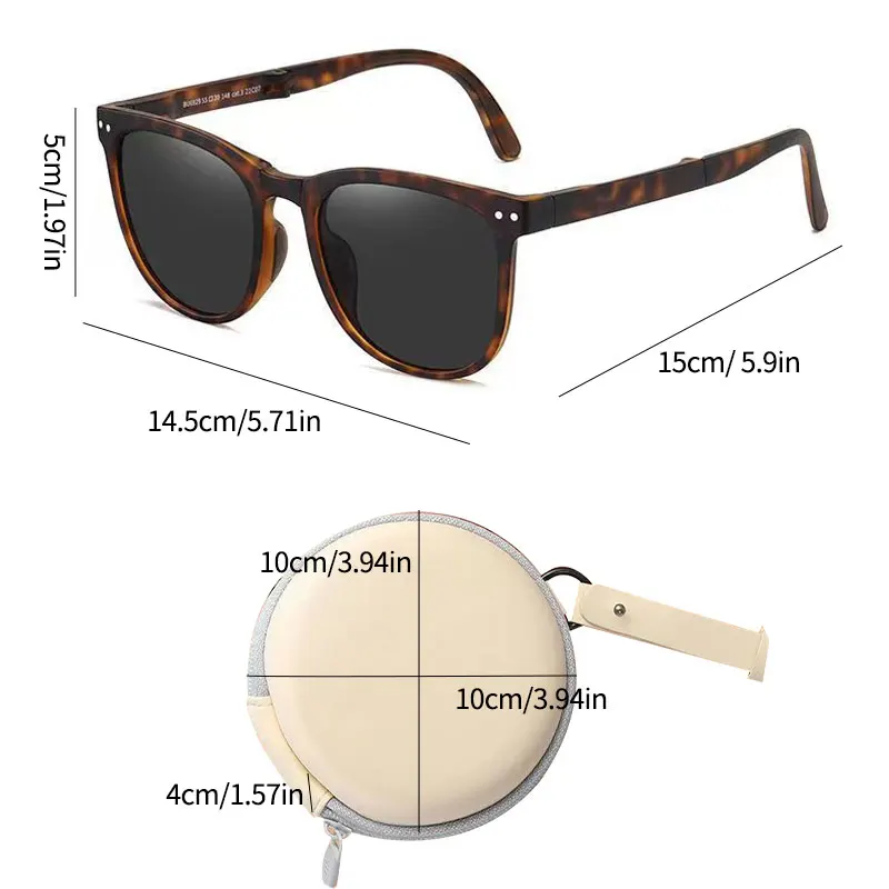 2-teiliges faltbares Sonnenbrillen- und Brillenetui, stilvoller tragbarer UV400-Schutz für Damen und Herren, trendiges Design, faltbare Sonnenbrille – Detail 19