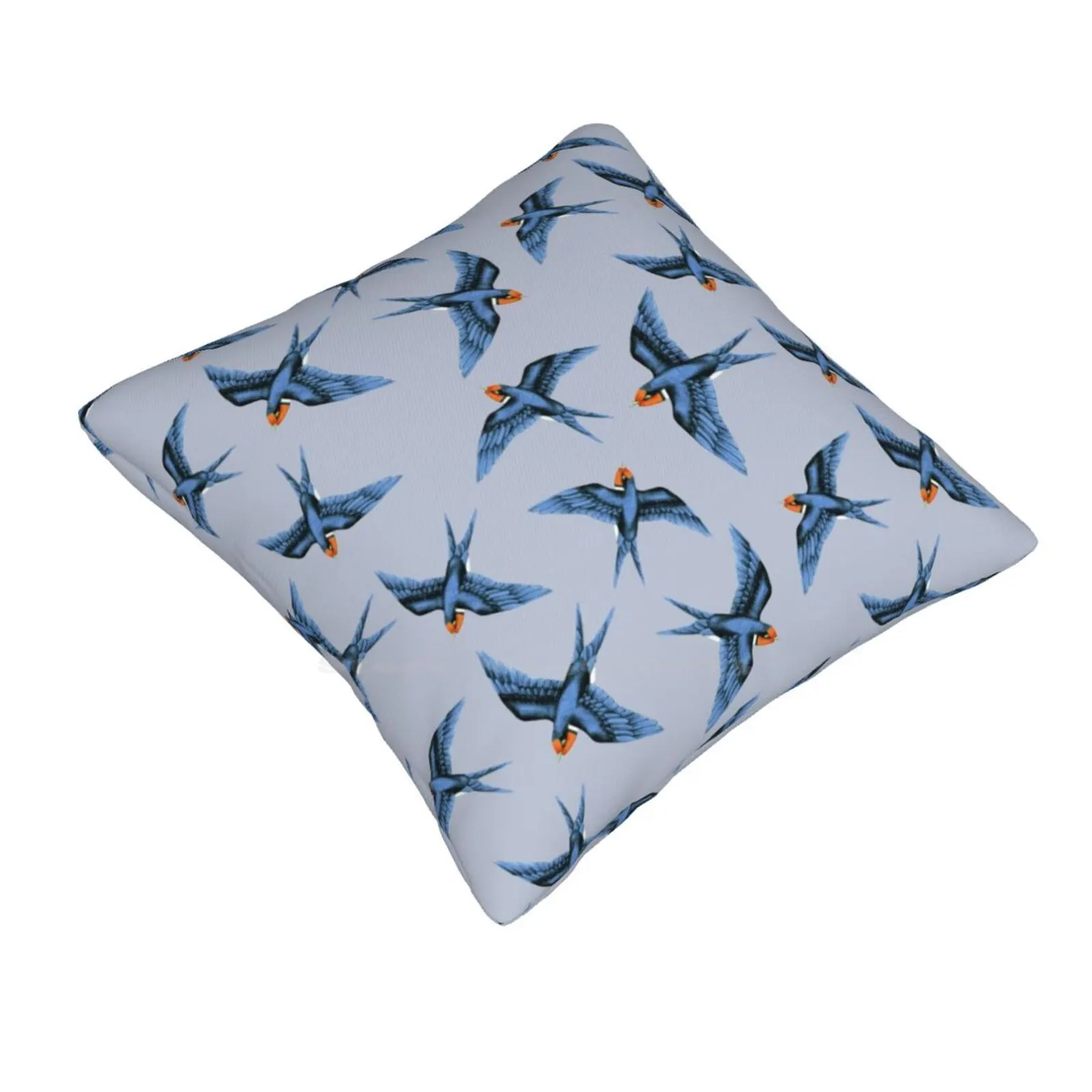 Swallows In Blue On Stormy Grey Pillow Cover Hug Pillowcase Swooping Swallow Bird Flying