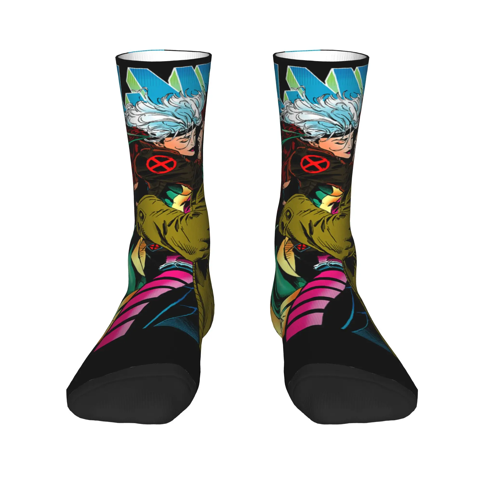 X Men Gambit & amp Rogue Beautiful Couple Cover  Socks  Graphic Stockings Non Slip Men Socks Breathable Winter Sports Socks view 2