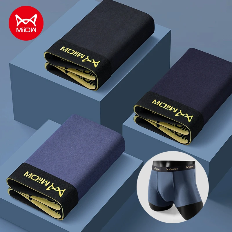 

MiiOW 3Pcs Combed Cotton Autumn Winter Men Underwear Boxers 10A Antibacterial Men's Panties Soft Breathable Man Boxer Underpants
