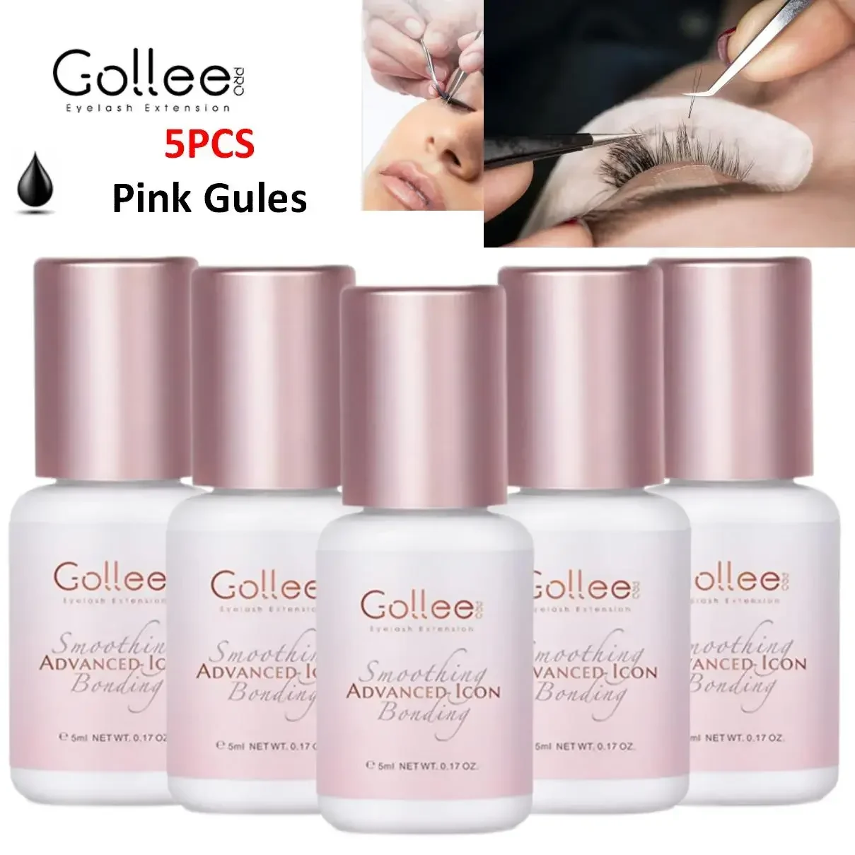 Gollee 5PCS Lash Glue Jelly Powder Glue 5ml Eyelash Extension Supplies Makeup Tools Bonder accelerator Lash Super Bonder Lash